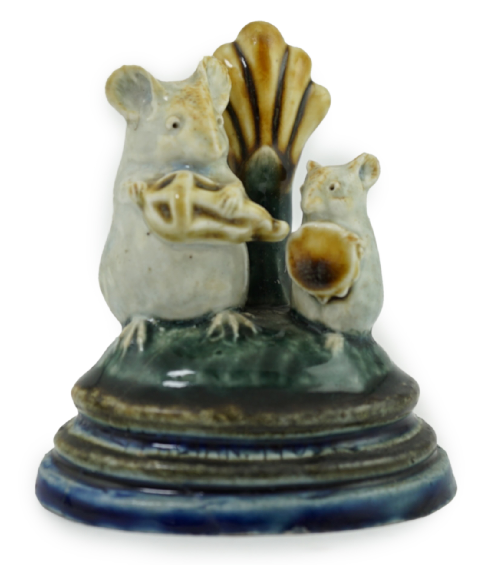 Attributed to George Tinworth for Doulton Lambeth, an ‘Italian Music’ mice menu holder